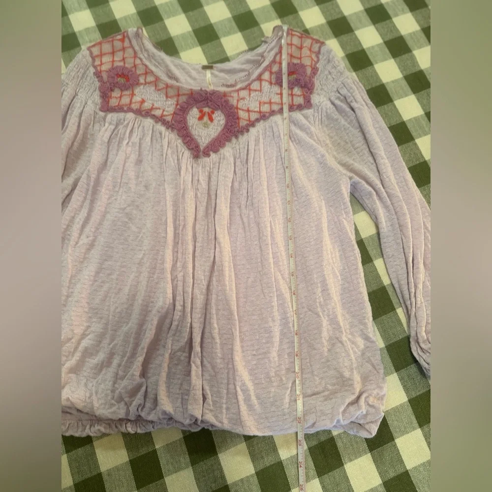 Free People Begonia Embroidered Bohemian Top in Lilac - Picture 9 of 14